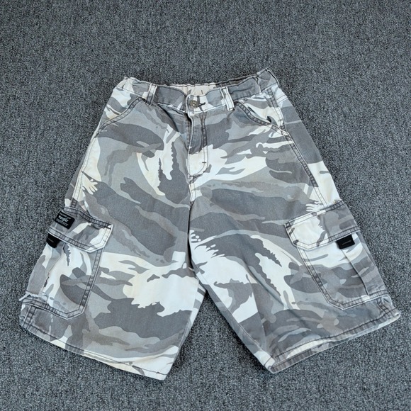 Wrangler Y2K Camo Cargo Shorts Boys 14 Regular Grey White Cotton Utility Pocket — photo 2